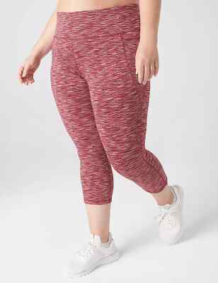 NWT $60 LIVI  High-Rise Wicking  Capri Legging With Pockets  Space Dye Red 30/32