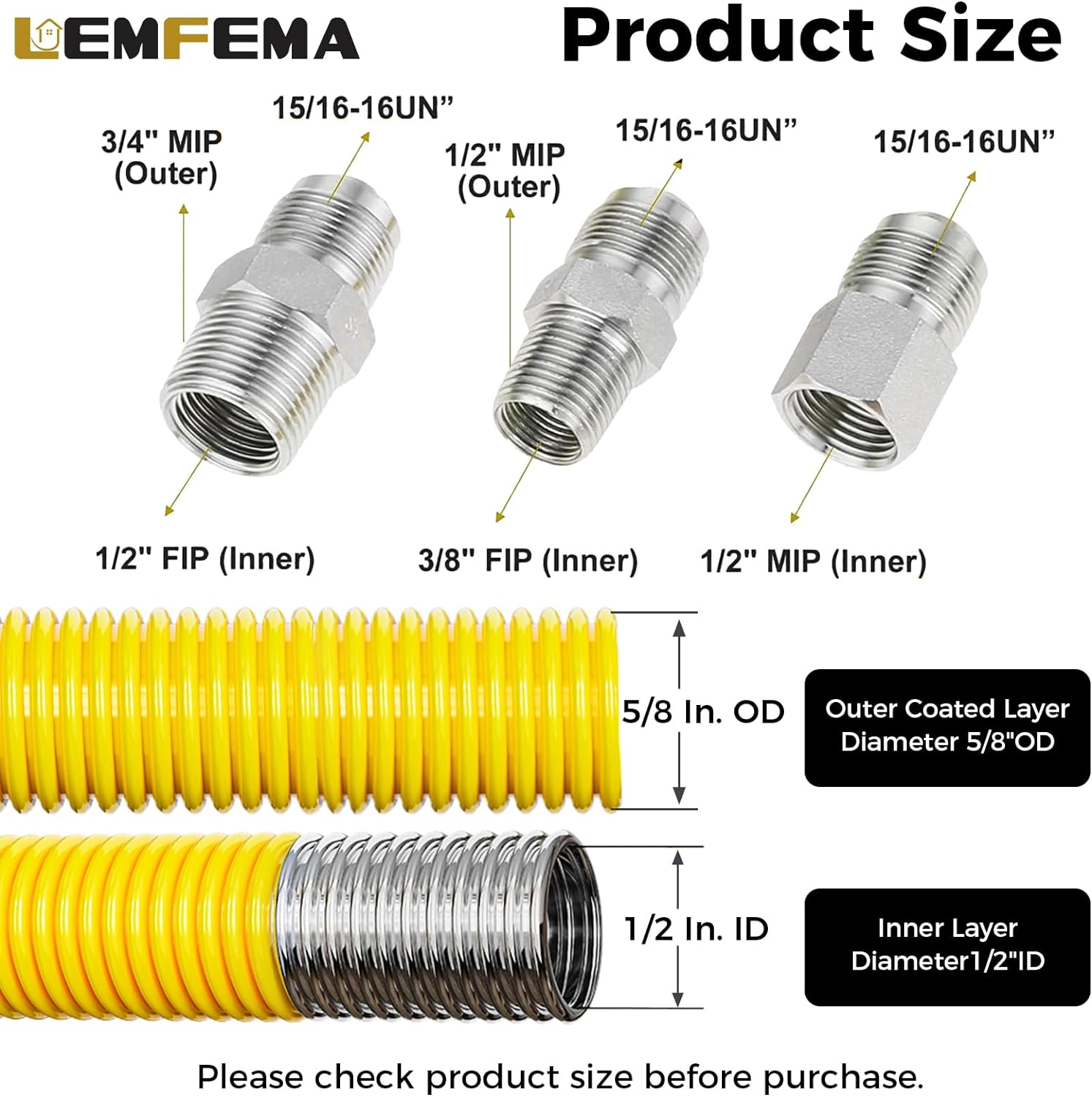 48 Gas Hose Connector Kit Gas Line For Dryer Water Heater Stove 5 8 48-gas-hose-connector-kit-gas-line-for-dryer-water-heater-stove-5-8