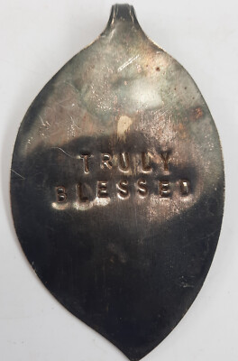 Necklace Pendant Truly Blessed Silver Plate Made From Spoon Costume Jewelry EUC