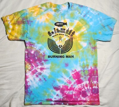 #ad #ad Burning Man 2010 T Shirt Tie Dye Multicolor Black Rock City Size Medium $24.99