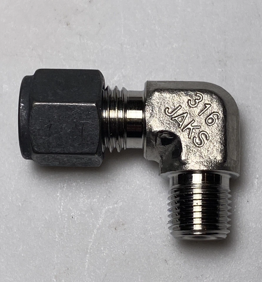 Parker 1/4" Ferrule, Nut & Male Elbow Fitting 1/4 Tube x 1/8" MNPT 316 Stainless - Image 3 of 4