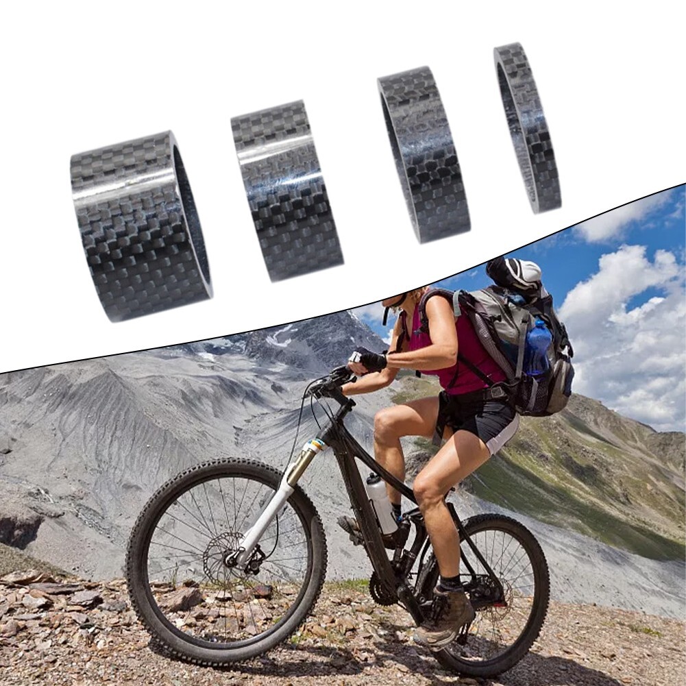 Set of 4 Premium Carbon Fiber Bike Fork Spacers Lightweight and Sturdy