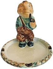 Ashtray Drip Glazed Signed Table Top Pottery Al Eqersund Cigar Pipe Hand Painted