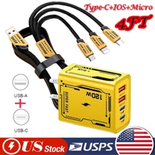 120W Fast Wall Charger，4 in1 Multi Charging Cable For Samsung Galaxy S25 S24 S23