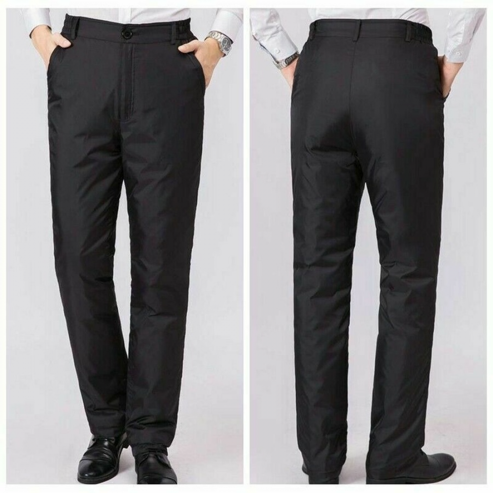 Mens Puffer Padded Trousers Pants Duck Down Straight Quilted Winter Casual