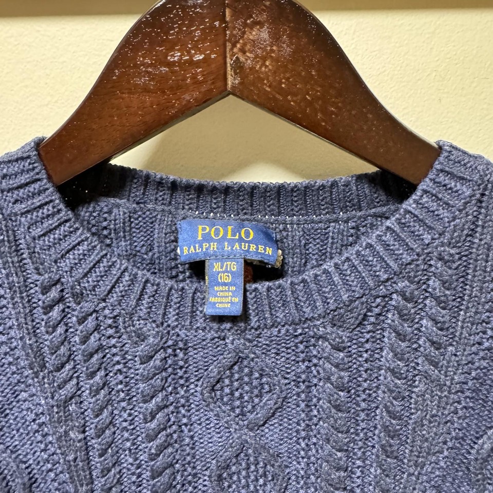 Polo Ralph Lauren Stunning Luxury Cable Knit Navy Blue Dress eBay