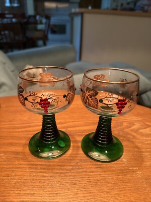 Bockling Roemer Goblet Wine Glasses Beehive Green Stem Germany Rhinestone  (2) | eBay