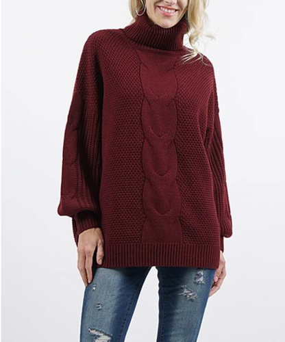 Lydiane Dark Burgundy Turtleneck 