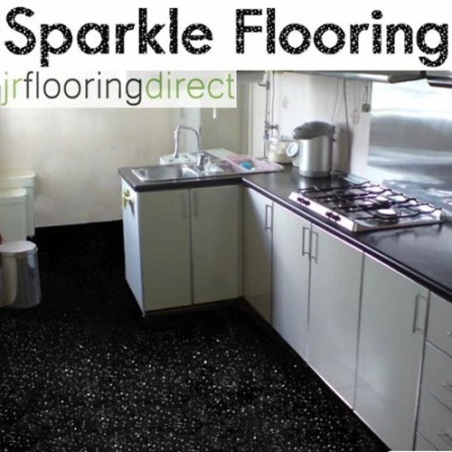 Black Glitter Lino Flooring Floor Roma