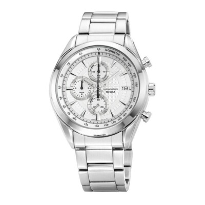 Genuine Seiko Chronograph Quartz Watch Men Women Stainless Steel Metal 44mm 100M