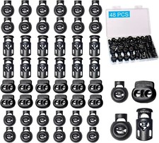 48pcs Upgraded Plastic Cord Lock Draw String Clip with Spring Toggle Stoppers