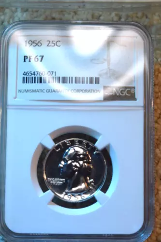 1956 WASHINGTON QUARTER NGC CERTIFIED PF--67 MAGNIFICENT GEM PROOF COIN #56