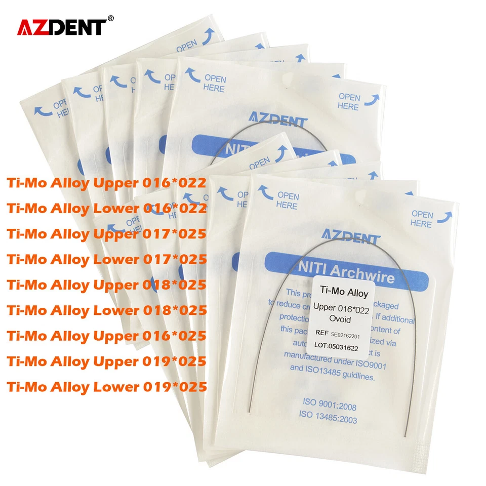 Dental Orthodontic TMA Beta Ti-Mo Arch Wires Ovoid Rectangular AZDENT