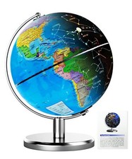 8'' Illuminated Globe for Children - 3 In 1 World Globe With Heavy Stand Co...