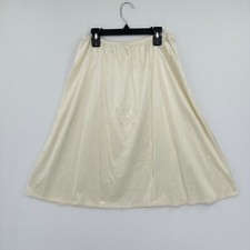 Vintage Vanity Fair Half Slip Skirt Womens L Ivory Lingerie Satin Nylon Stretch