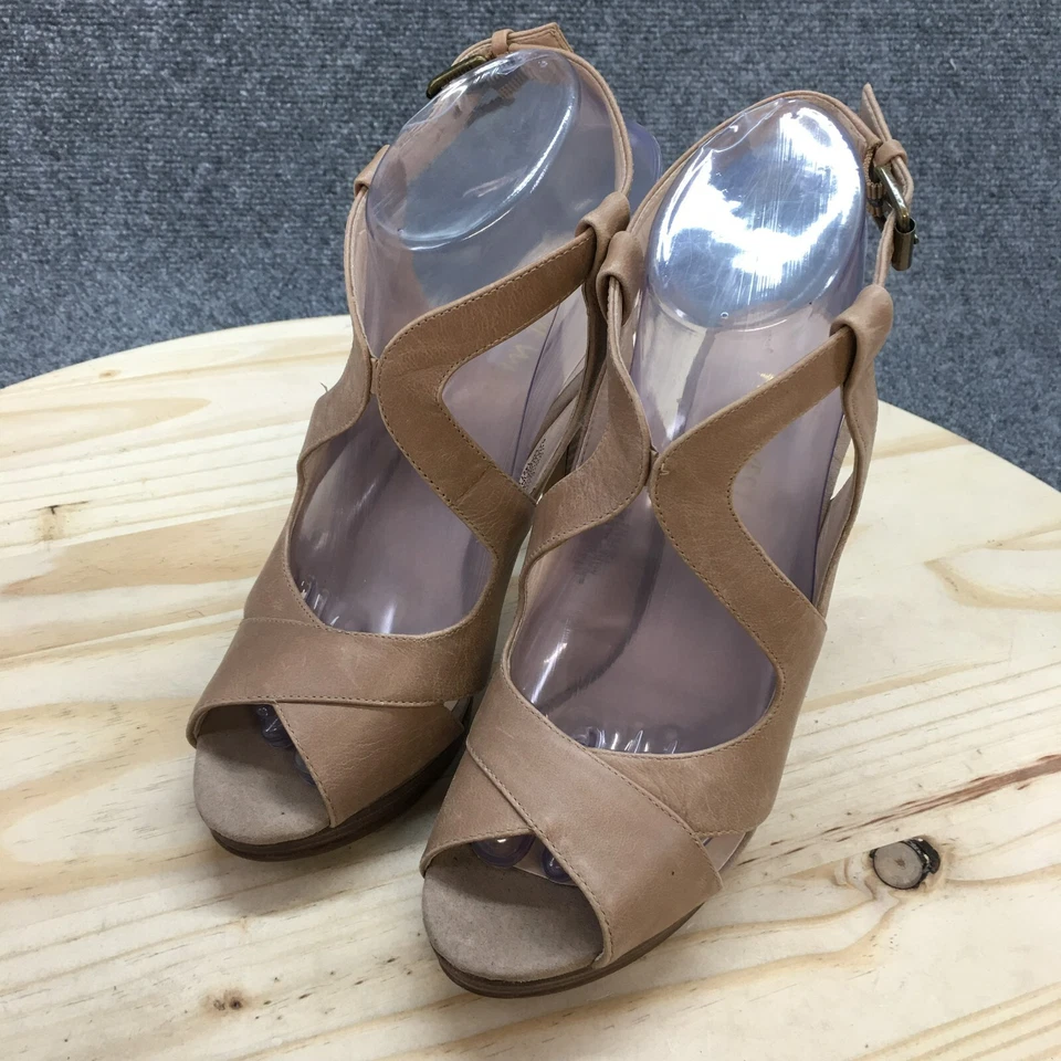 Nine West Sandals Womens 6.5 M Marcalie Slingback Brown Leather Heeled Casual - Image 3 of 4