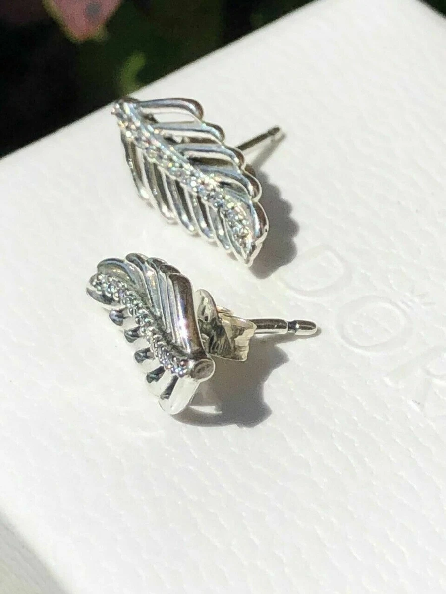 Pandora shimmering feather earrings sale