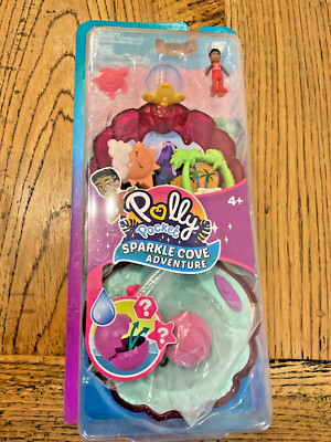 POLLY POCKET Junge Puppe Glitzer Cove Adventure kompaktes Spielset selten tiefrosa Set