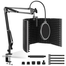 Microphone Isolation Shield, 5 Panels Foldable Mic Sound Shield with Adjustab...