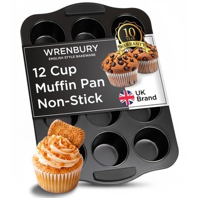 Nonstick Muffin Pan 12 Cup   Deep Cupcake Yorkshire Pudding Tin, PTFE & PFOA ...