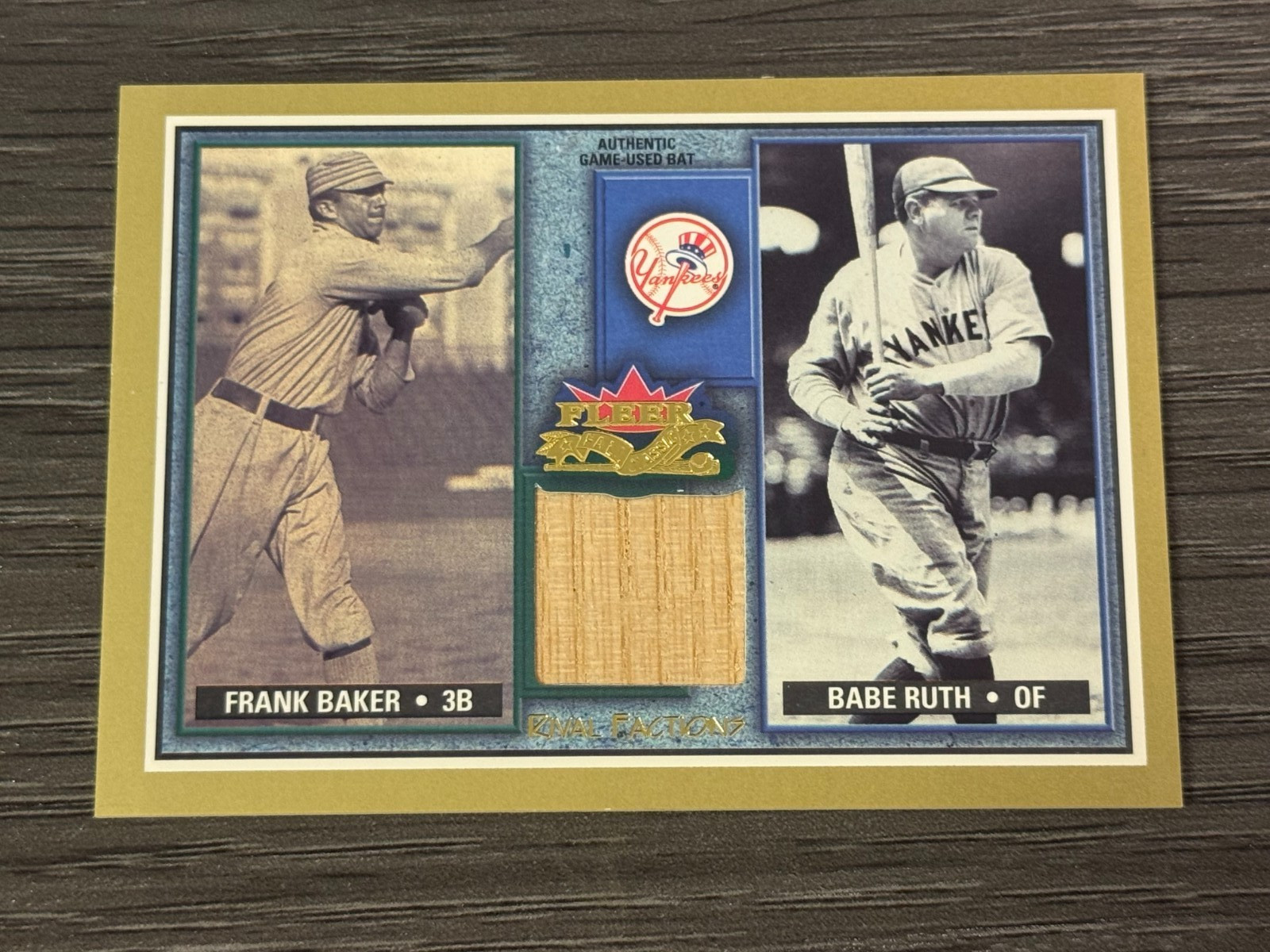 2002 Fleer Fall Classic Babe Ruth Frank Baker Rival Factions Game-Used Bat FB-BR