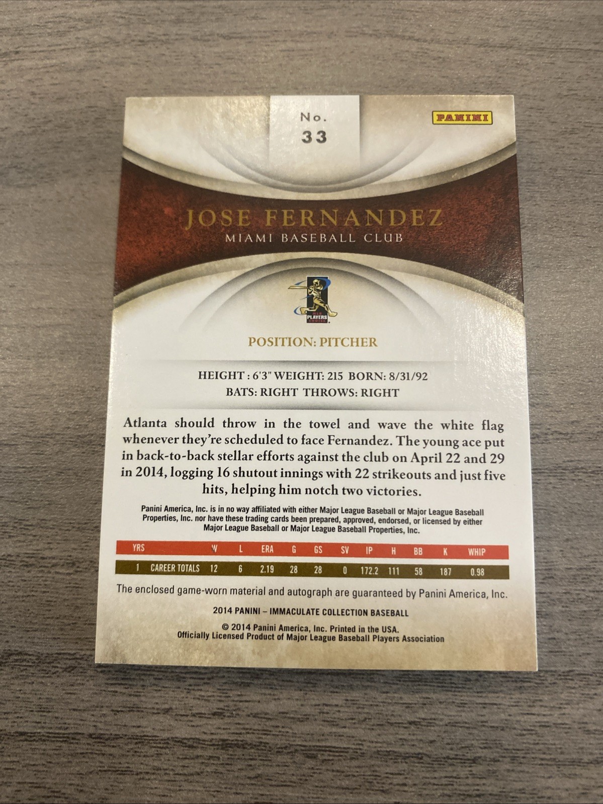 JOSE FERNANDEZ 2014 Immaculate Patch Auto Game Used Marlins 8/20 RIP ⚾️🔥🔥🔥 view 5