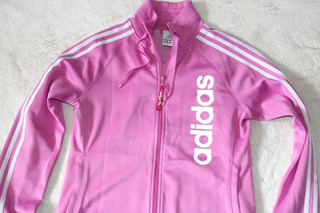 ADIDAS MY STRIPES LINEAR LOGO FZ TRACK JACKET PINK SIZE 14 WOMENS J38