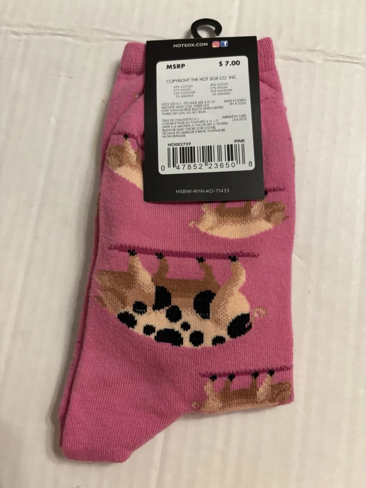 Meias Hotsox para Mulheres com Porco Manchado, Rosa, 1 Par, Tamanho Feminino 9-11 - Imagem 2 de 4