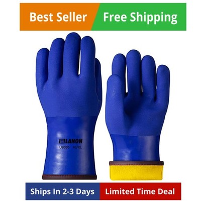 Heavy Duty Waterproof Cold Proof Gloves, PVC Coated Insulated Work Gloves