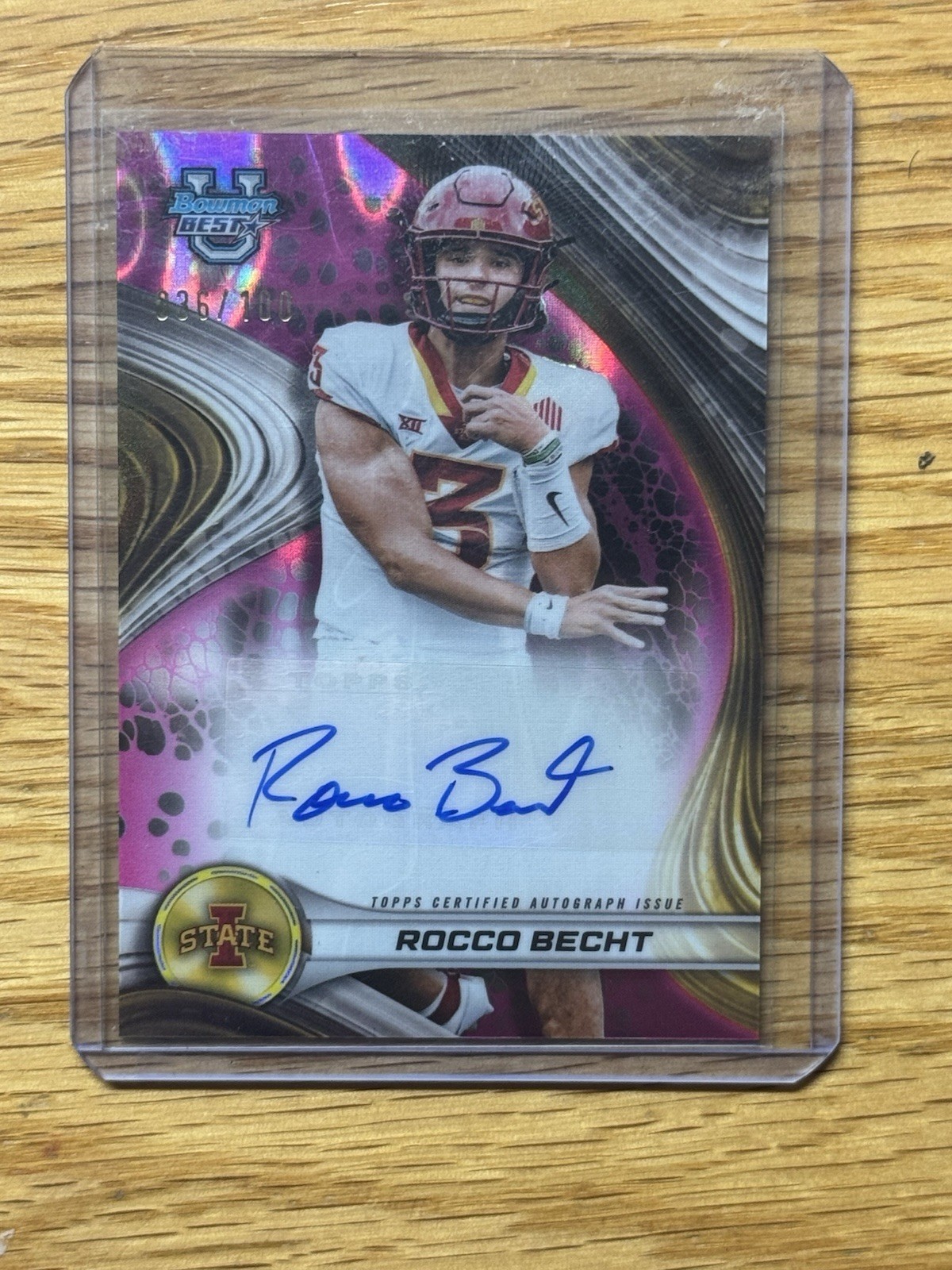 Rocco Becht 2024 Bowman Best University Pink Lava Auto #036/100