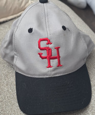 Youth Adjustable Baseball Cap Colorblock Gray/Black/Red Embroidered 