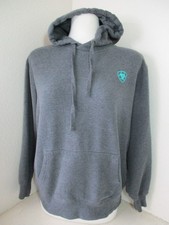 Ariat Hoodie Women Large REAL Logo Hood Gray Pullover Fleece Pockets Relaxed Fit