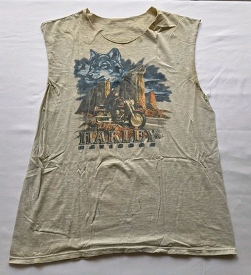 Vintage Harley Davidson T-Shirt Tank Top  Wolf  Beartooth Billing MT