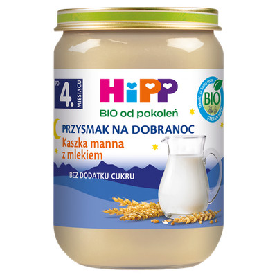 4062300287709 HiPP BIO Przysmak na Dobranoc Kaszka manna z mlekiem po 4. miesiąc