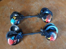 Wooden Castanet Hand Painted Carved Flamenco Dancers Clacker Matador Black Vtg