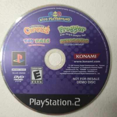 Konami Kids Playground Demo Disc PS2 Video Game Frogger Toy Pals Alphabet Circus