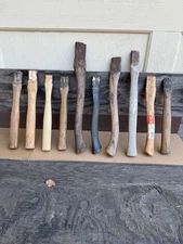 Vintage lot of 10 usable axe hatchet handles.