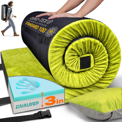 3 Inch Memory Foam Camping Mattress, Dual Layer Thick Sleeping Camp Pad for Car