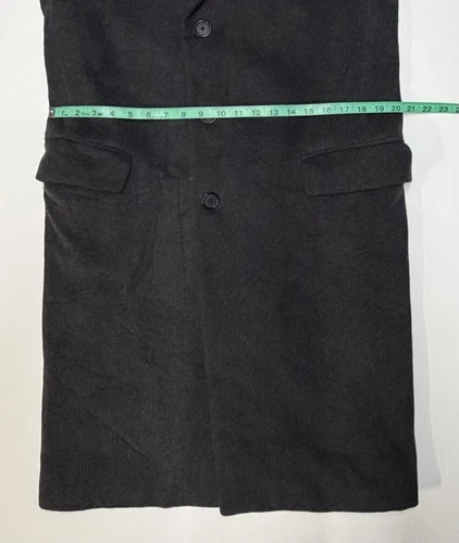 Vintage Stafford Executive Single Breast Black Overcoat Sz 38 Cashmere Wool EUC image 12