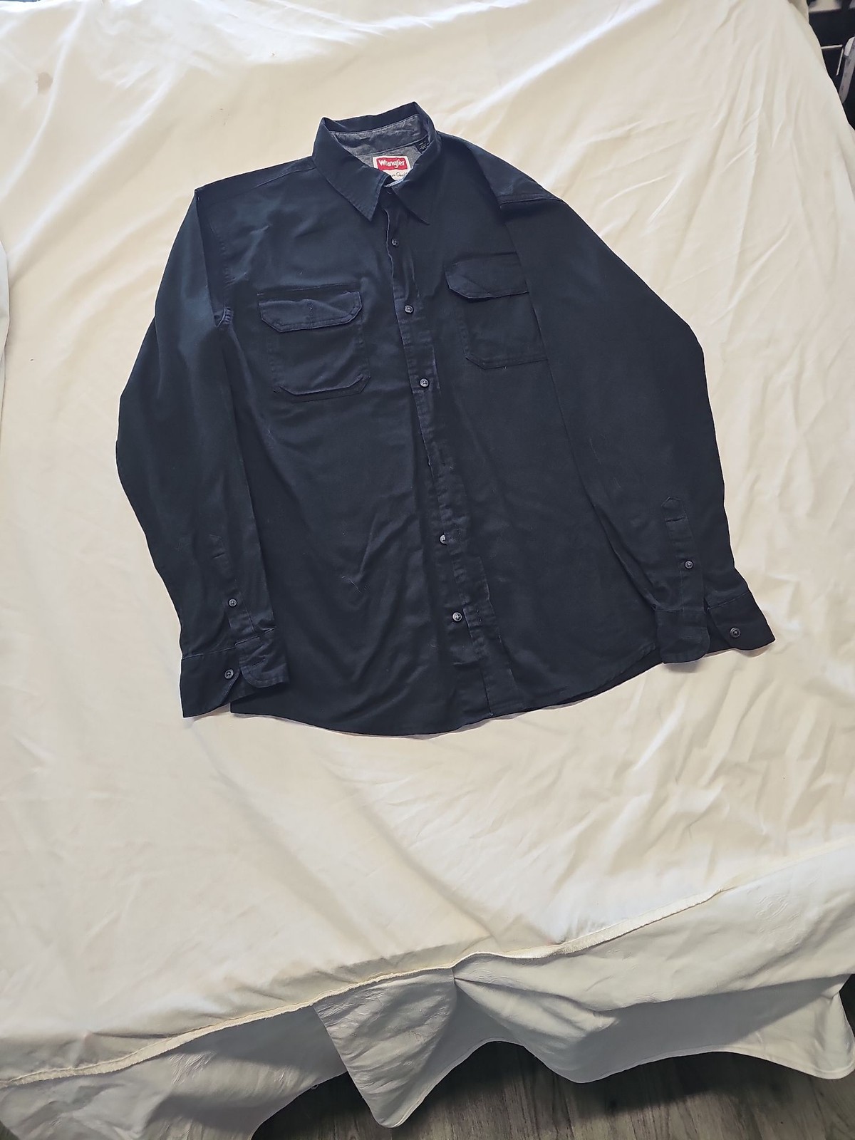 Wrangler Comfort Flex Black Long Sleeve Work Shirt Medium YY1186 image 3