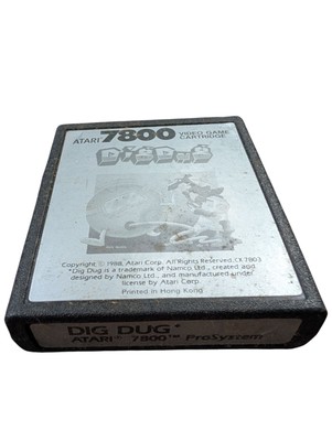 Dig Dug Atari 7800 1986 Black and White Label Cartridge Only Vintage Game Tested