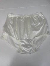 Panties Vintage Nylon Brief size 10 white Mushroom Cotton Gusset lace