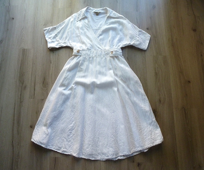 Banana Republic Sedona Linen Wrap Midi Dress M White Flared Lined Boho EUC  | eBay