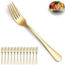 Gold Dinner Forks 12 Pieces Stainless Steel Titanium Plating Table for Home