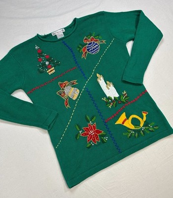 VTG Cowichan 90s Ugly Christmas Sweater S Sirogojno Style Ornaments Grannycore
