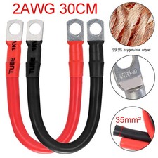 2pcs 2 Awg Battery Cable With 38 In Lugs Both Ends For Automotive Boat Rv Car