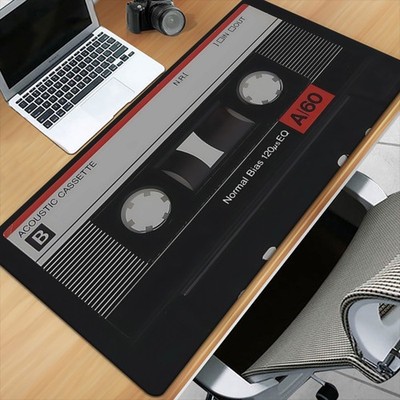 40*90cm1pc XXL Retro 80s90s Cassette Tape Desk Mat - Non-Slip Vintage VHSBetamax