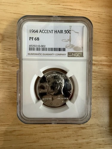 1964 Accent Hair Kennedy Half Dollar Proof NGC PF 68 PR Gem Silver Coin 50C
