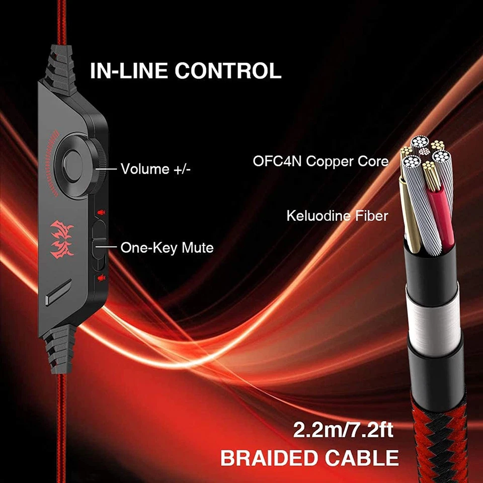 WIRED GAMING HEADSET HEADPHONES MICROPHONE LED FOR PC LAPTOP PS4 XBOX ONE 3.5MM - Image 4 of 4