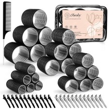 4 Sizes -Grip Hair Rollers Set - 50 Pcs Jumbo Curlers for Long, Short Hair an...